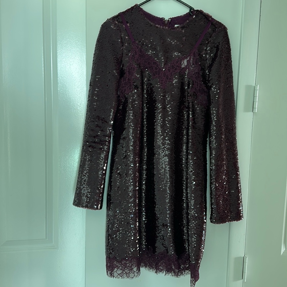 Jonathan Simkhai sequence burgundy party dress